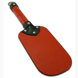 🐾 WILD HIDE — Handcrafted Exotic Leather Fetish Gear: WILD - PADDLE - Red-Black Oval Paddle - 532-1