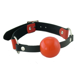 🐾 WILD HIDE — Handcrafted Exotic Leather Fetish Gear: WILD - GAGS - Buckle Ball Gag  RED LEATHER - 920-7