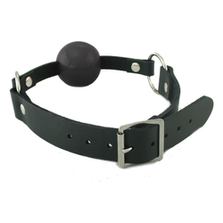 🐾 WILD HIDE — Handcrafted Exotic Leather Fetish Gear: WILD - GAGS - Buckle Ball Gag  BLACK LEATHER - 920-4