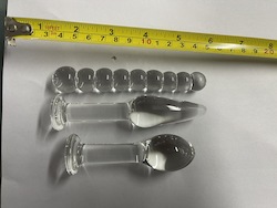Glass: 8A - GLASS PLUGS AND DILDO SET SMALL - XAP53