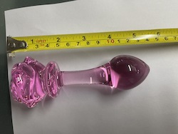 Glass: 8A - GLASS PINK ROSE BUTT PLUG - XAP42