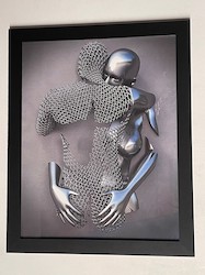 SENSUAL ART: SILVER METAL COUPLE EMBRACE - S-SMCE-5848*