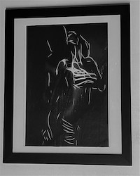 SENSUAL ART: BLACK AND WHITE CHALK IMAGE - S-BWC-5848*