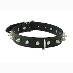 Wild Hide Leather: WILD - SPIKED D RING COLLAR SHORT SPIKES - SMALL - 300-6**
