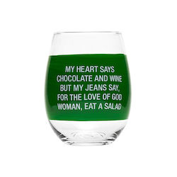 🥂 Sips & Giggles – Drinkware With Attitude: S - HAND PAINTED WINE GLASS - MY HEART SAYS ....  187455**