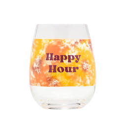 WINE GLASSES: 7B - BLURRED HAPPY HOUR TIE DYE WINE GLASS - 115227**