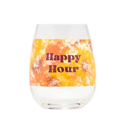 🥂 Sips & Giggles – Drinkware With Attitude: 7B - BLURRED HAPPY HOUR TIE DYE WINE GLASS - 115227**