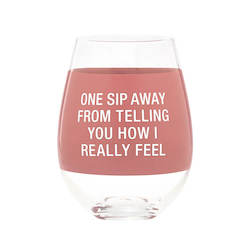 🥂 Sips & Giggles – Drinkware With Attitude: 7B - HAND PAINTED WINE GLASS EXTRA LARGE: ONE SIP AWAY - 115560**