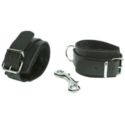 🐾 WILD HIDE — Handcrafted Exotic Leather Fetish Gear: WILD - CUFFS - Heavy Bondage Restraints Fur Lined - 406-0