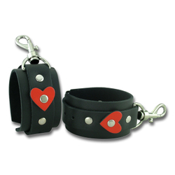 🐾 WILD HIDE — Handcrafted Exotic Leather Fetish Gear: WILD - CUFFS - Heart Cuffs - 421-0**