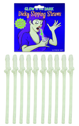 👯‍♀️ BRIDE TRIBE VIBES: 4 - DICKY STRAWS (10Pk) - GLOW IN DARK - 99454G**