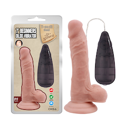 🔋 SHAKE & TAKE — Vibration Meets Realism: 1A - 7" BEGINNERS VIBRATING DILDO - FLESH - CN-101831177