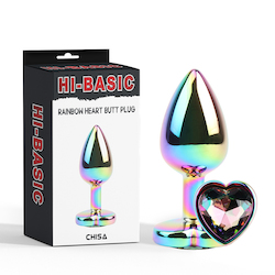 🧵 Beads & Booty Things: 2C - HI BASIC - RAINBOW HEART BUTT PLUG - CN-191430160**