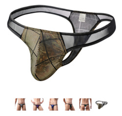 🍆 MEN’S UNDERWEAR — Bold, Bare & Definitely Not from Farmers: S - THONG - PATCHWORK - GOLD/BLACK G STRING XXL  - SJ-MEN-GBKXXL**