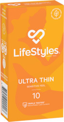 🛡 SAFE & SEXY — Condoms: 8A - LIFE STYLES  - ULTRA THIN 10's - LS-UT-10**