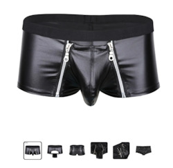 🍆 MEN’S UNDERWEAR — Bold, Bare & Definitely Not from Farmers: S - BOXERS - WET LOOK -  2 ZIP FRONT  - XXL - SJ-LL-TRUNKS**