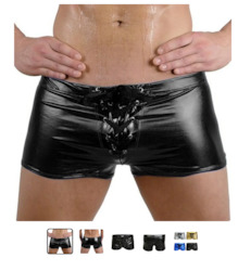 🍆 MEN’S UNDERWEAR — Bold, Bare & Definitely Not from Farmers: S - BOXERS - WET LOOK - LACE UP FRONT  - XXL - SJ-M-TRUNKS-6**