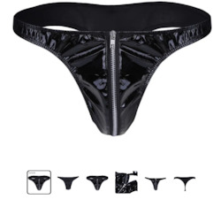 🍆 MEN’S UNDERWEAR — Bold, Bare & Definitely Not from Farmers: S - THONG - WET LOOK - FRONT ZIPPER  - XXL - SJ-GSZF-XXL**