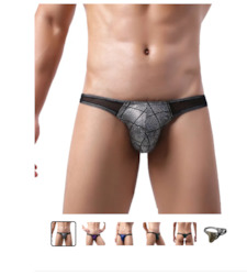 🍆 MEN’S UNDERWEAR — Bold, Bare & Definitely Not from Farmers: S - THONG - PATCHWORK - SILVER/BLACK - XXL  - SJ-MEN-SBKXXL**
