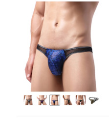 🍆 MEN’S UNDERWEAR — Bold, Bare & Definitely Not from Farmers: S - THONG - PATCHWORK - BLUE/BLACK - XL  - SJ-MEN-BLBKXL**
