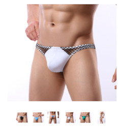 🍆 MEN’S UNDERWEAR — Bold, Bare & Definitely Not from Farmers: S - THONG - FISHNET SIDES - WHITE - SIZE XL - SJ-M-ASST**