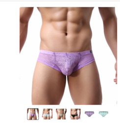 🍆 MEN’S UNDERWEAR — Bold, Bare & Definitely Not from Farmers: S - BRIEFS - LACE - PURPLE - SIZE XXL - SW-W200**