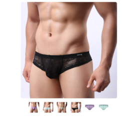 🍆 MEN’S UNDERWEAR — Bold, Bare & Definitely Not from Farmers: S - BRIEFS - LACE - BLACK - SIZE XXL - SW-W200**