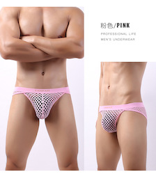 🍆 MEN’S UNDERWEAR — Bold, Bare & Definitely Not from Farmers: S - BRIEFS - FISHNET - PINK - SIZE XL - SJ-M-ASST**