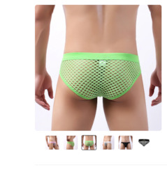 🍆 MEN’S UNDERWEAR — Bold, Bare & Definitely Not from Farmers: S - BRIEFS - FISHNET - GREEN - SIZE XL - SJ-M-ASST**