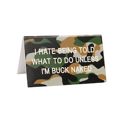 💬 Desk-claimer Signs: 5A - DESK SIGN - BUCK NAKED - 122379**