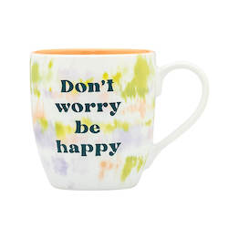 🥂 Sips & Giggles – Drinkware With Attitude: 7B - LARGE MUG 500ML  - BLURRED DON'T WORRY BE HAPPY TIE DYE MUG - 115009**