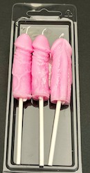 🔥ORNAMENTAL CANDLES WITH ATTITUDE 🔥: SJ - 3 PACK  PENIS CAKE CANDLES  - ASSORTED COLOURS - PACKAGED - SJ-PCC**