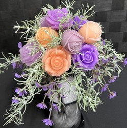🕊️ Memorial Arrangements 🕊️: 🌸 Lavender & Apricot Rose Memorial Spike Arrangement 🌸 SJ-MS-05