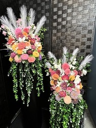 🌸 Forever Florals 🌸: 🌹COLOURFUL CASCADE WITH WHITE BLOSSOMS – FLORAL DISPLAY HIRE🌹